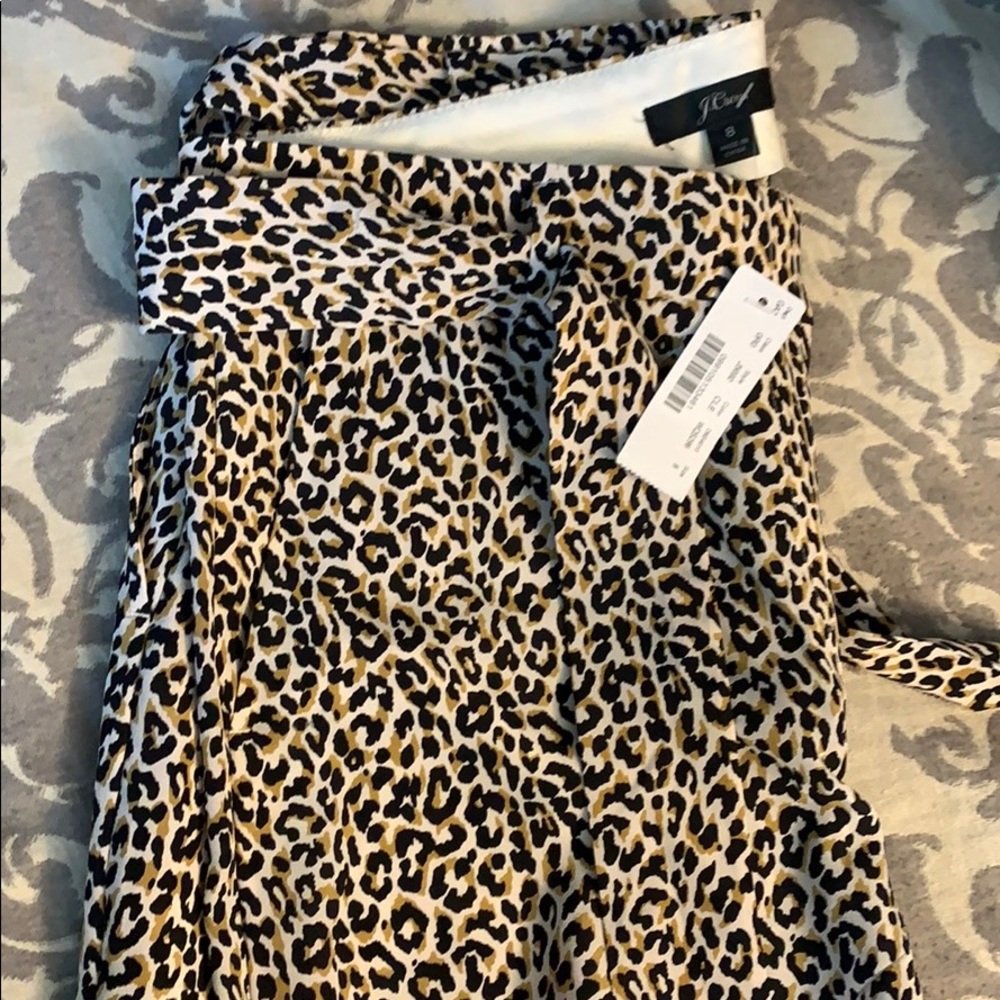 Jcrew wide leg silk animal print pants